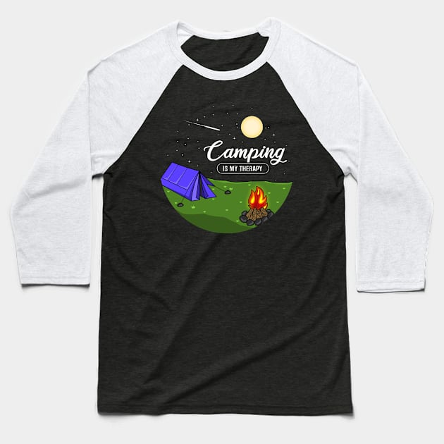 Camping is my therapie Gift Baseball T-Shirt by Lomitasu